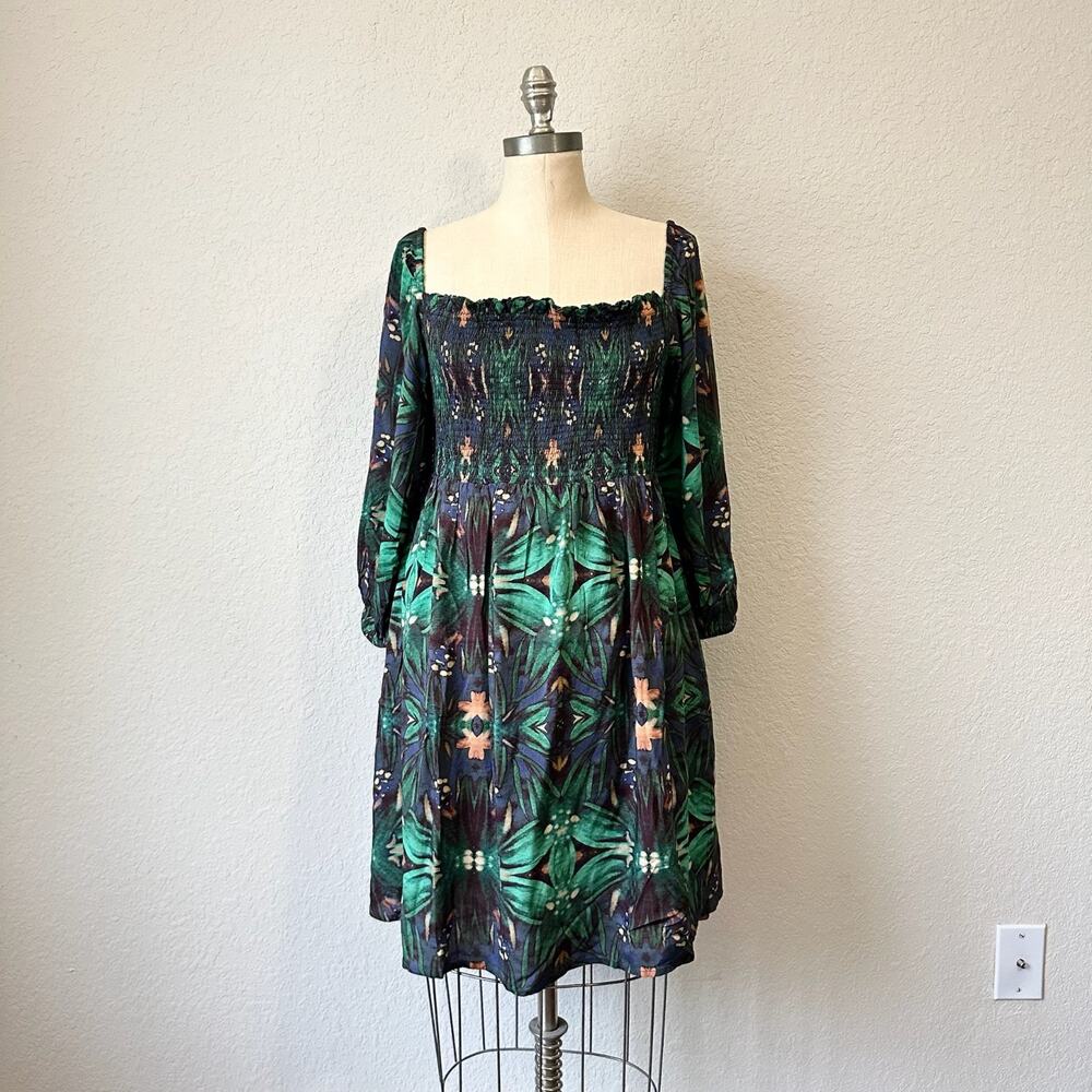 NOONDAY COLLECTION Camellia Mini Dress Floral Smocked Tie Back NWT